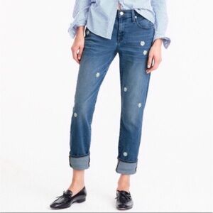J.CREW SLIM BROKEN BOYFRIEND jeans DAISY embroidered size 26